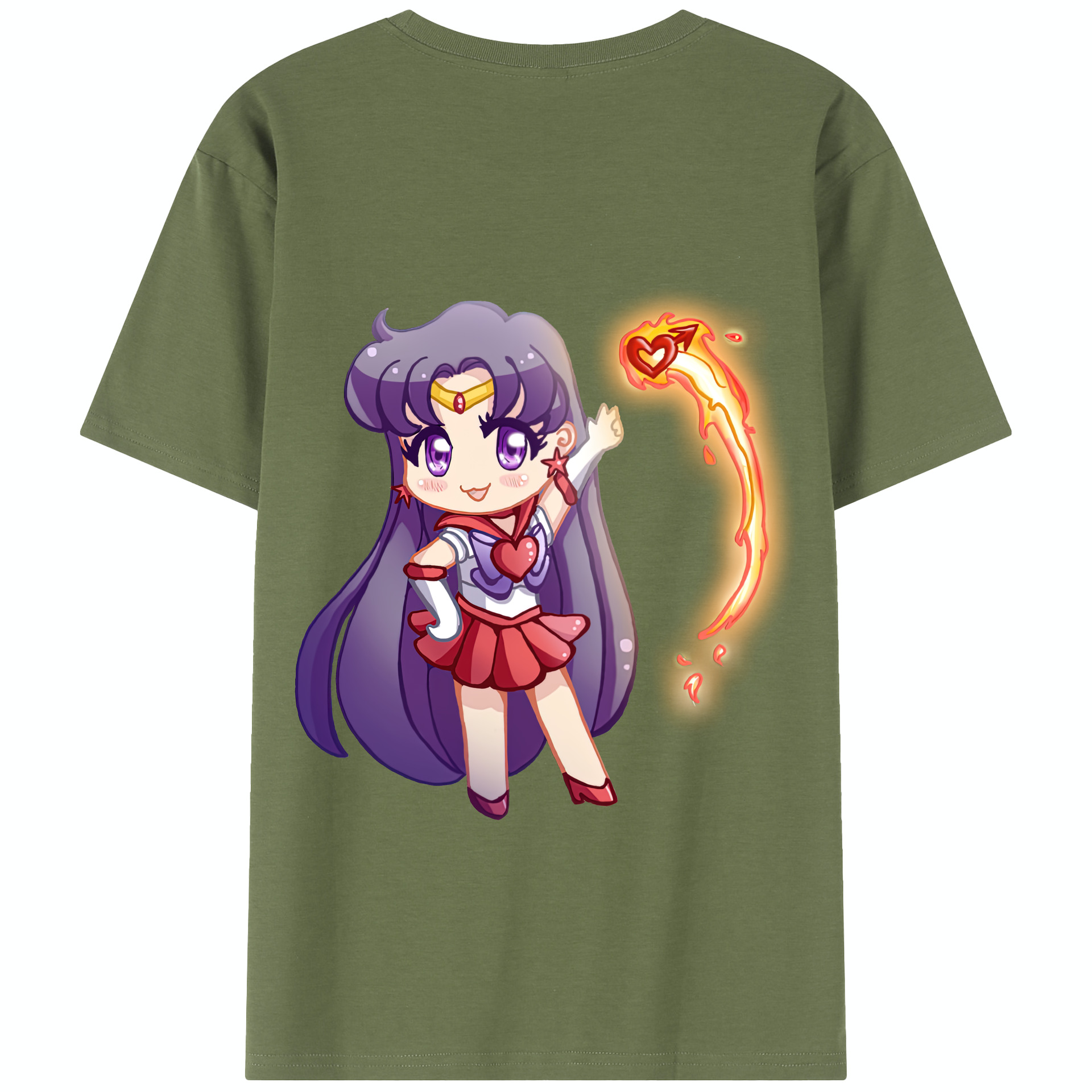 （画像用） 美少女戦士セーラームーン 火野レイ ひの レイ Sailor Moon Hino Rei （セーラーマーズ,Sailor Mars） 綿100％半袖Tシャツ（背面プリント）